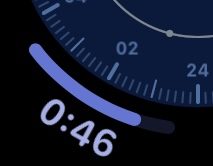 H₂O Timer corner complication on a watch face showing 46 seconds remaining.