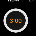 WaterTimer circular complication on a watch face showing 3 minutes remaining.